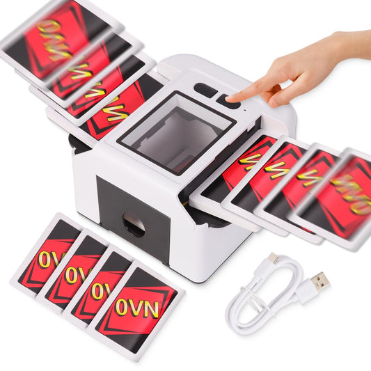 LXJMCWIO rechargeable auto shuffler front view for fast game setup
