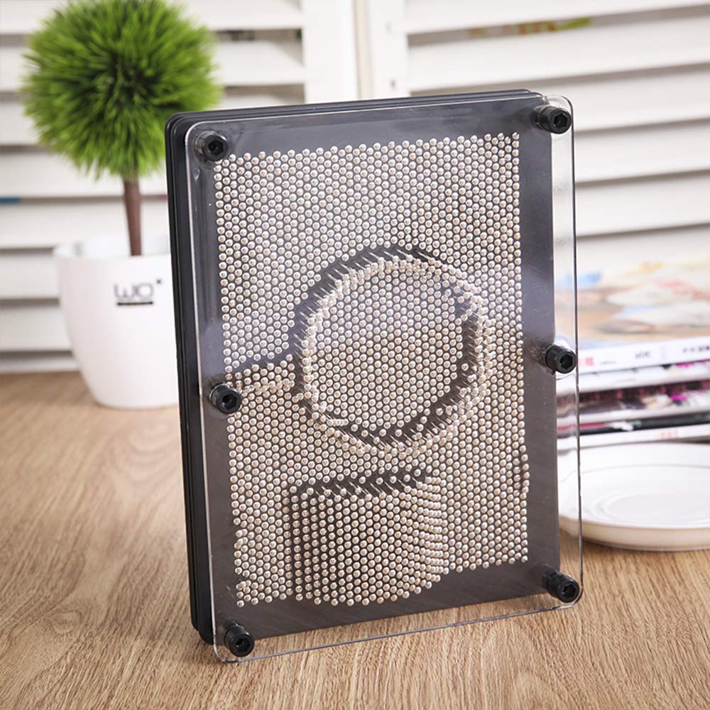 LXS 3D Pin Art Board, side view, flexible display for playful desk decor