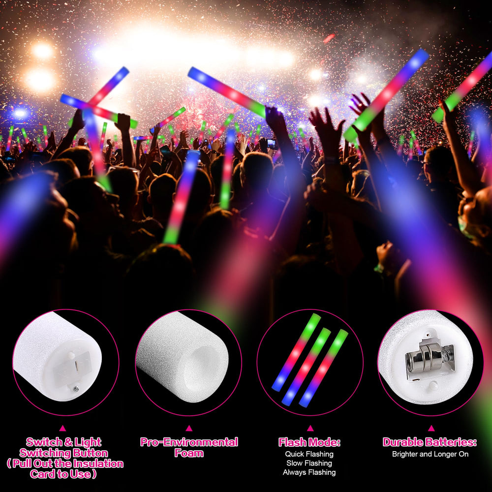 Lydazlab glow sticks night-party scene ideal for dances and celebrations.