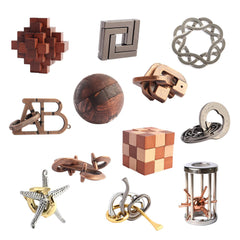 LYiUP 12 piece metal ring puzzle close up showing a challenging brain teaser for adults