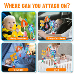 Lynncare universal arch fits many baby gear with adjustable clips for secure attachment.