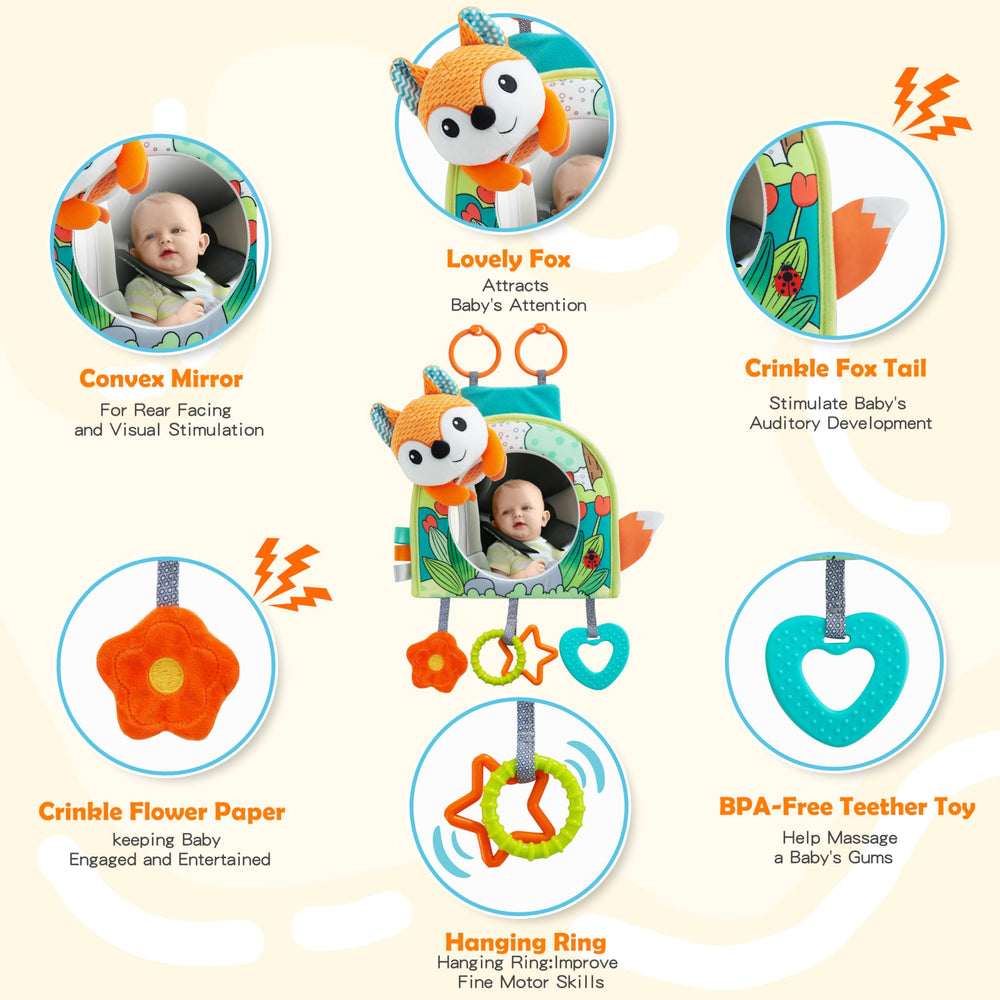 Lynncare large baby-safe mirror supports visual exploration and recognition during car journeys