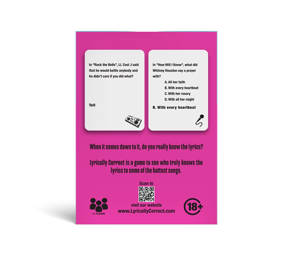 Lyrically Correct 80s mixtape card deck in hand for nostalgic sing-alongs