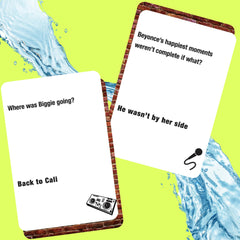 Lyrically Correct outdoor poolside game for sunny, sand-friendly trivia rounds.