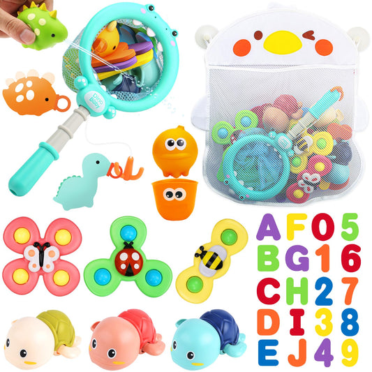 LZZAPJ baby bath toy set with net and rod for engaging bath play and learning