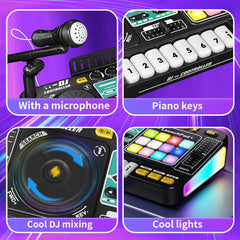 LZZAPJ Kids DJ Mixer showing eight piano keys for pretend composing