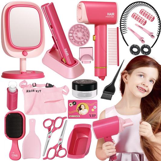 LZZAPJ Princess Hair Salon hair dryer base setup for realistic pretend styling.