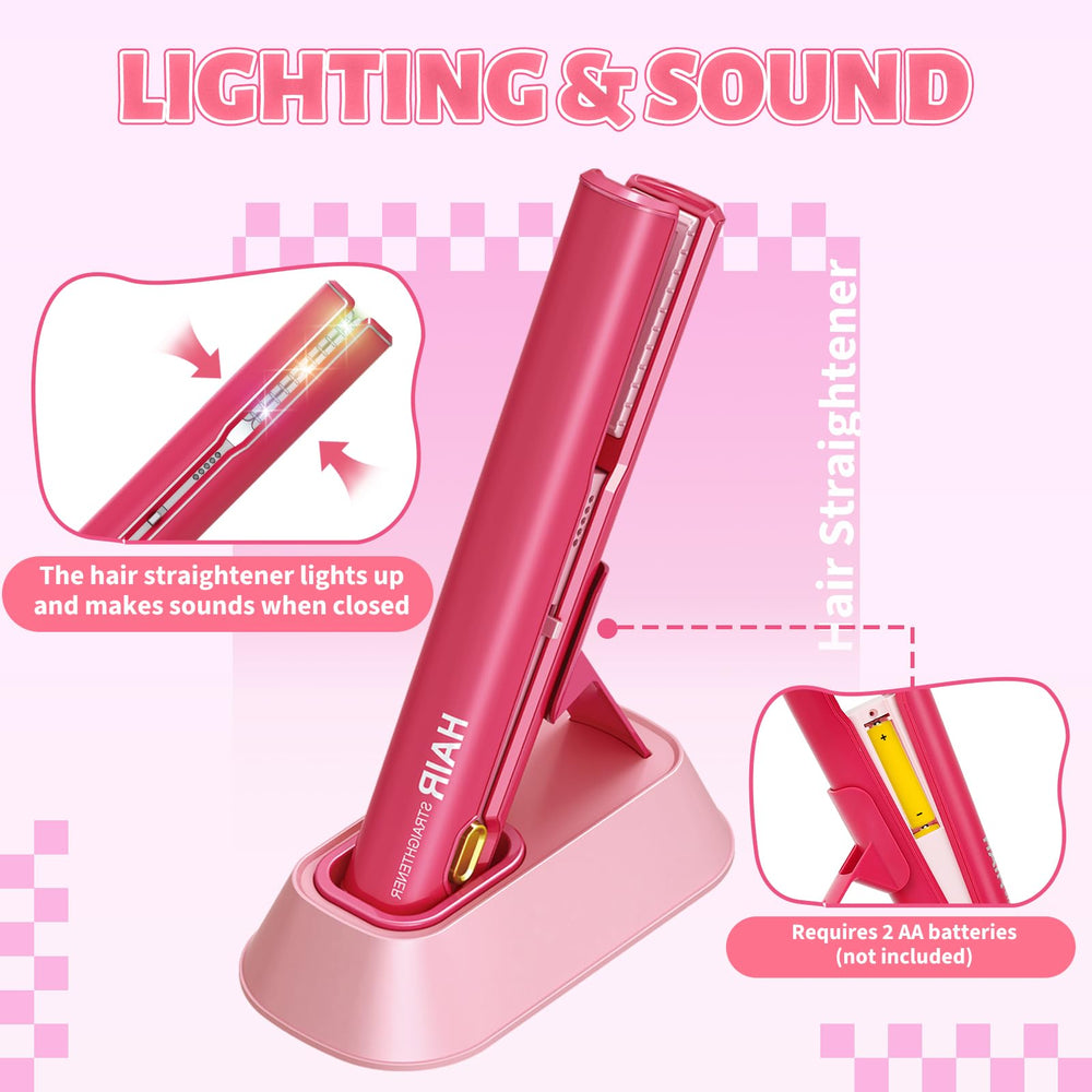 LZZAPJ Princess Hair Salon lighted mirror enhances styling visuals during play.