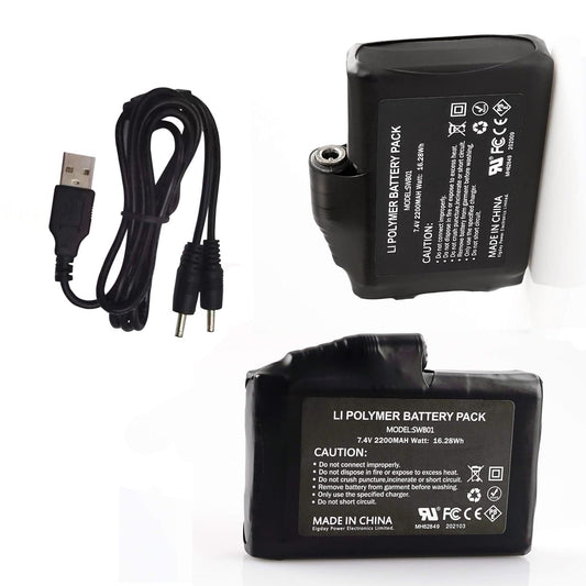 M Jiuyunmu 7.4V 2200mAh battery pack powering heated apparel