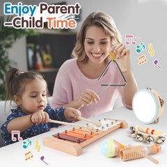 9-in-1 instrument set supports varied musical play and sensory feedback