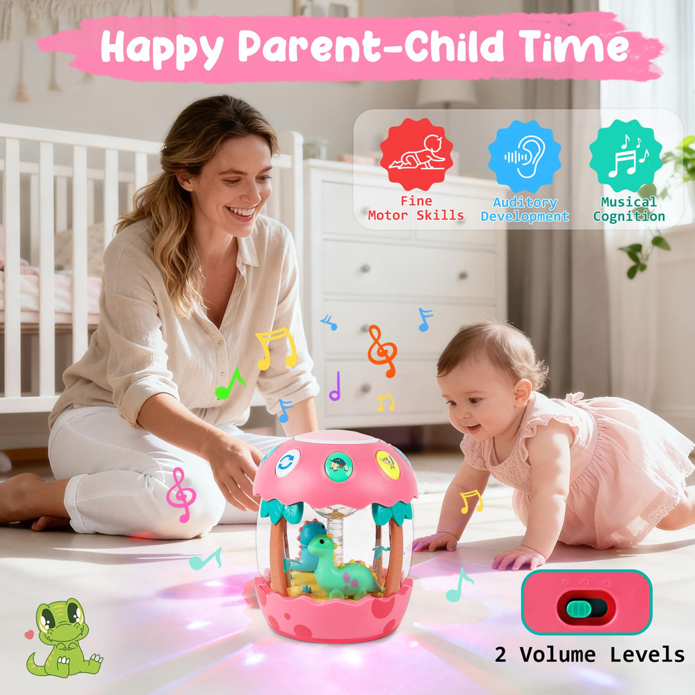 M SANMERSEN dinosaur toy with wheels supports tummy-time movement.