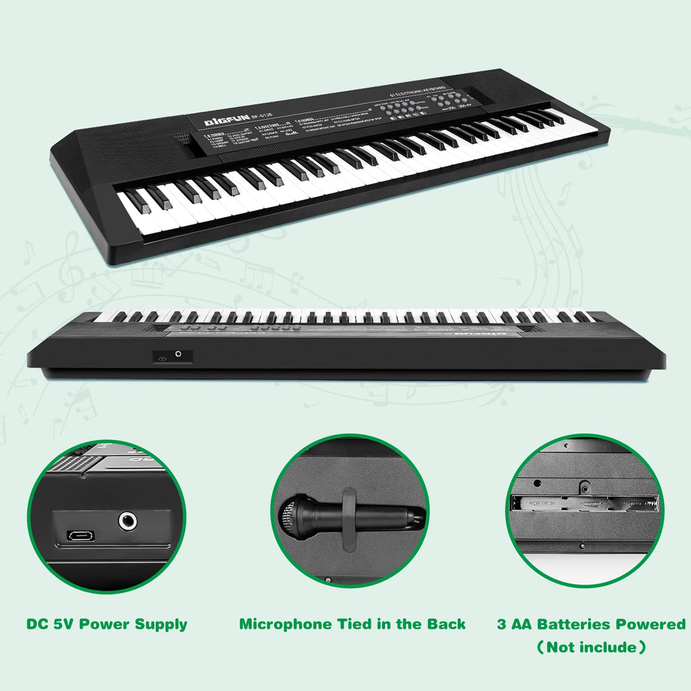 Black 61-key keyboard by M SANMERSEN for kids