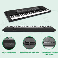 Black 61-key keyboard by M SANMERSEN for kids