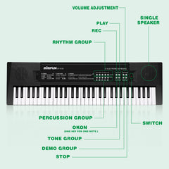 Compact, portable M SANMERSEN keyboard showing demo music