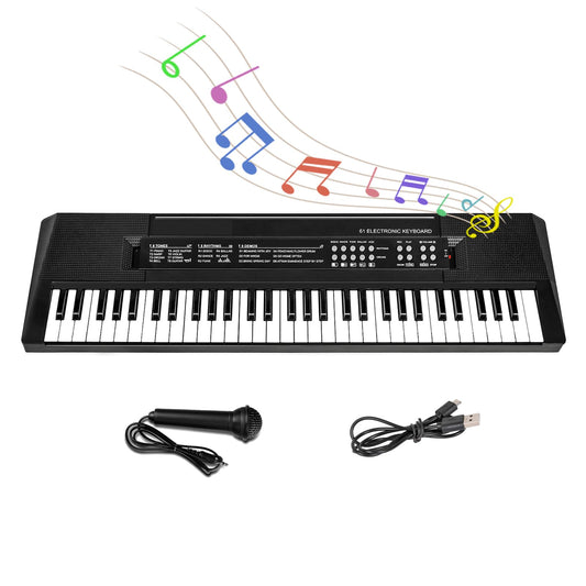 M SANMERSEN kids 61-key keyboard, front view, beginner practice