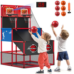M SANMERSEN kids double hoop arcade setup for active play indoors or outdoors