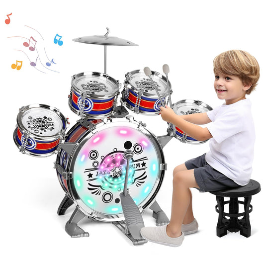 M SANMERSEN Kids Drum Set bass drum for toddlers delivering bright rhythm