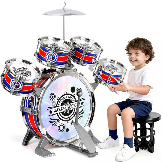 M SANMERSEN kids drum set light-up drum engages toddlers in vivid rhythm play.
