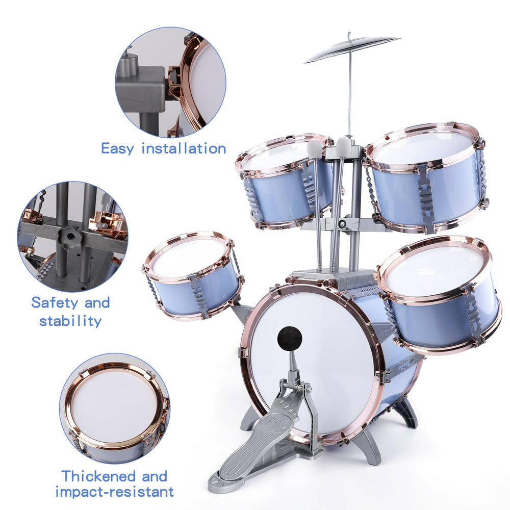 M SANMERSEN Kids Jazz Drum Set medium drum 1 supports early music play.