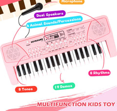 M SANMERSEN kids piano 37-key side view, portable and easy to carry.