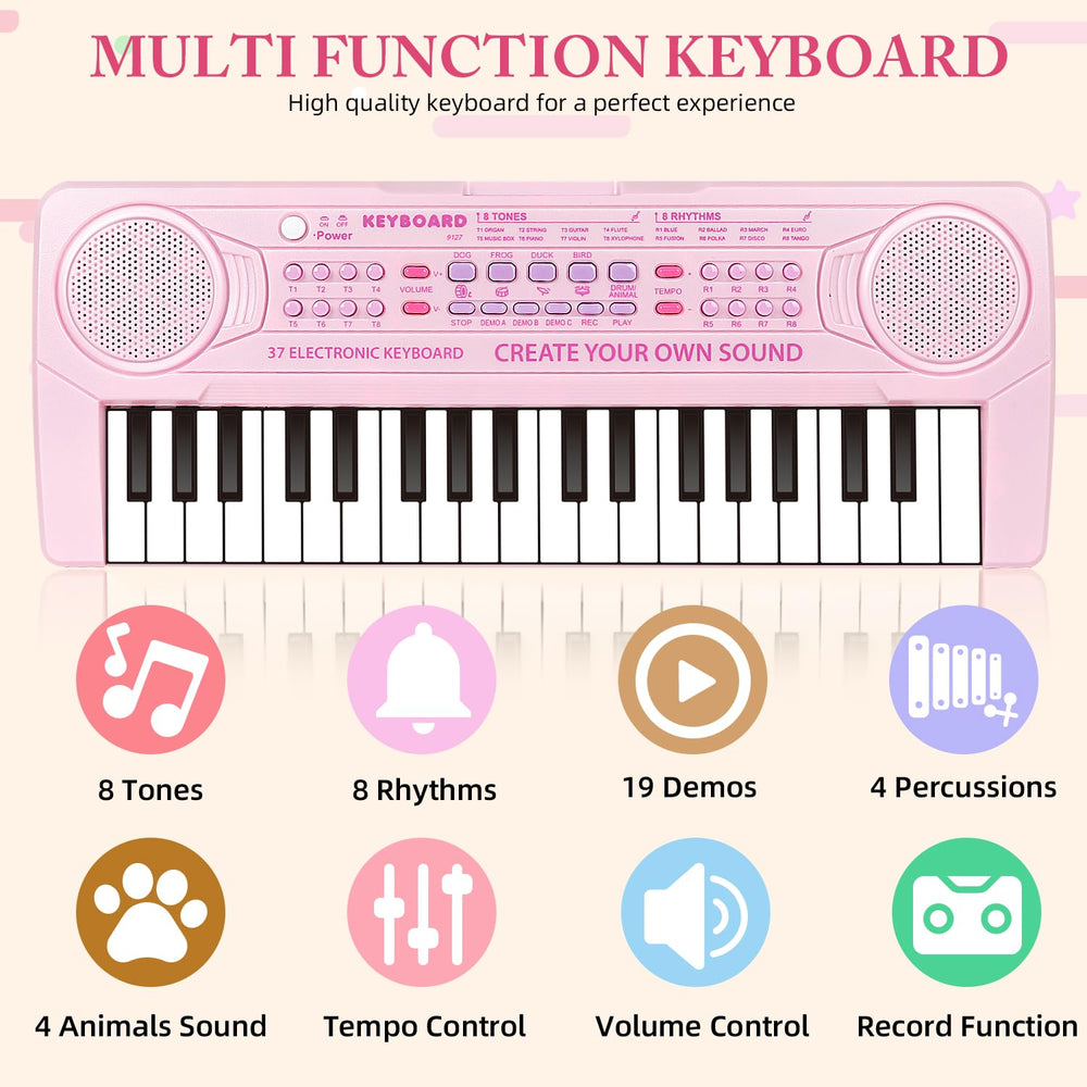 M SANMERSEN kids piano showing dual speakers for richer sound.
