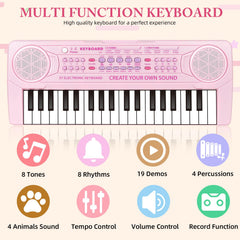 M SANMERSEN kids piano showing dual speakers for richer sound.