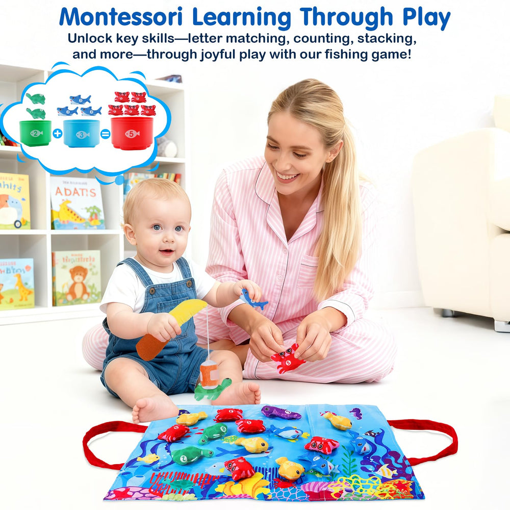 M SANMERSEN Toddler Fishing Game fish buckets aid sorting practice
