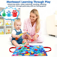 M SANMERSEN Toddler Fishing Game fish buckets aid sorting practice
