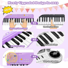 Built-in demos on the M SANMERSEN toy piano highlight varied sounds and rhythms.