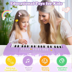 Child playing the M SANMERSEN toy piano to illustrate active learning.