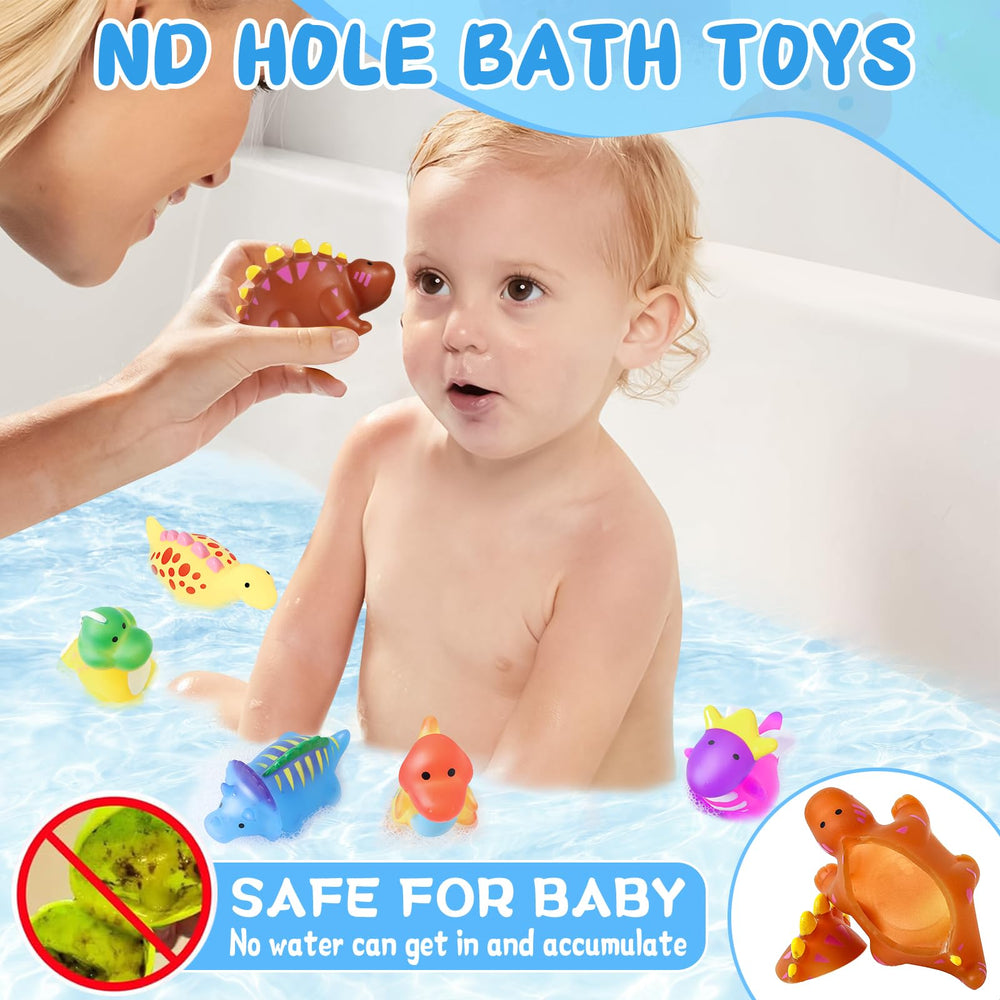 MACALOCA no-hole dinosaur bath toy keeps water out for hygienic, odor-free play