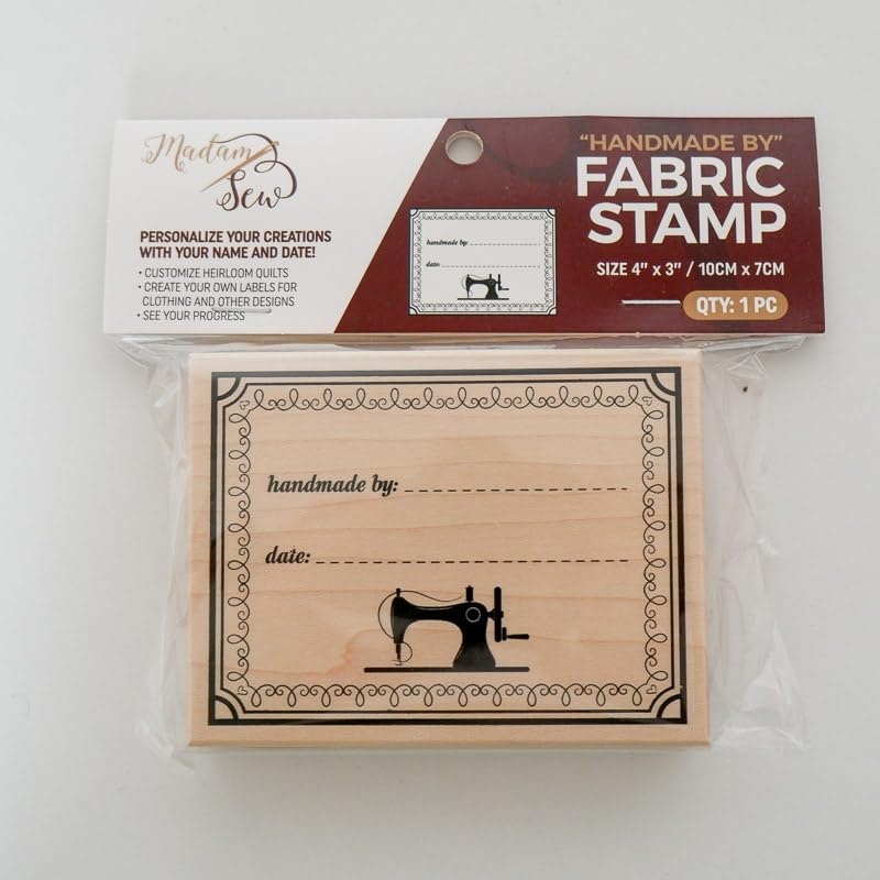 Madam Sew 3x4 inch stamp delivers crisp marks on fabrics