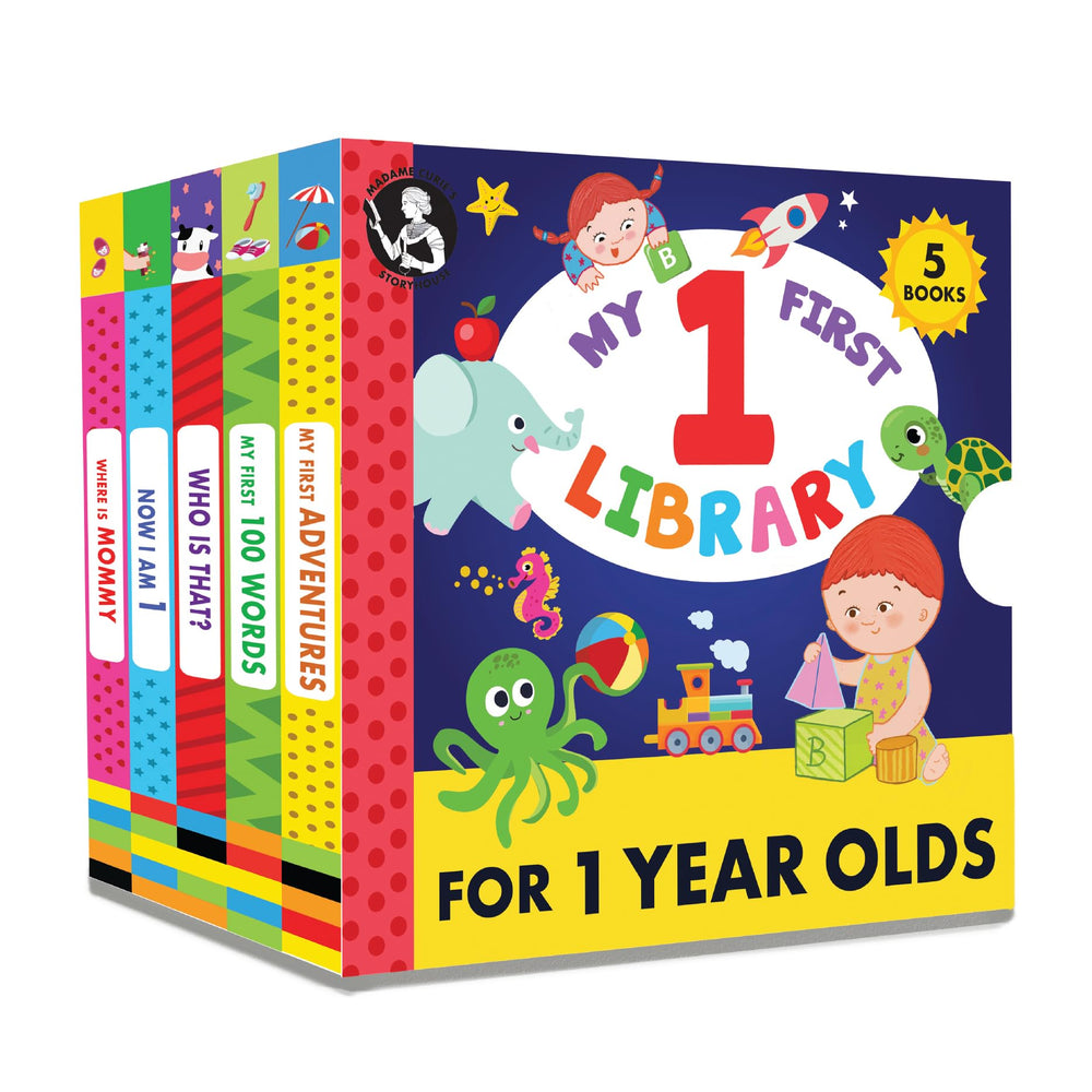 Madame Curie's Storyhouse My 1-Year-Old Library Set cover invites curiosity and family reading.