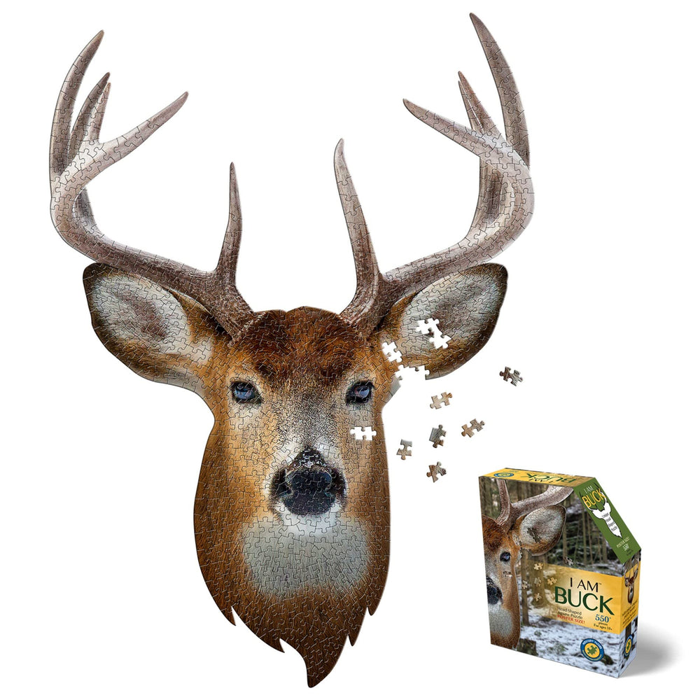 Madd Capp I AM Buck puzzle border with deer head silhouette, ideal for display after completion.