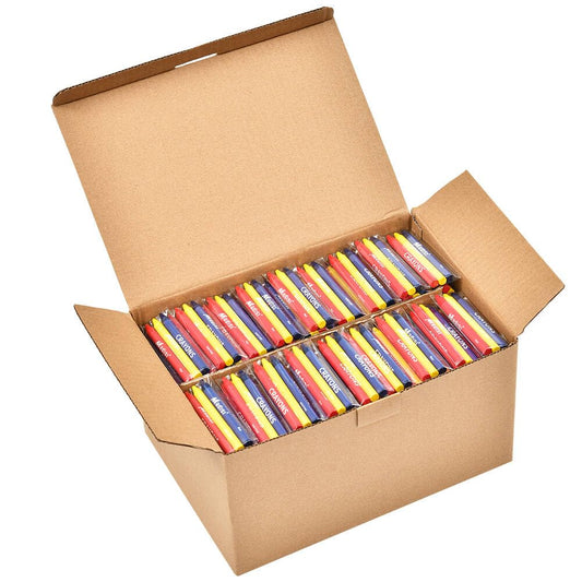 Madisi crayons bulk pack box shown, ideal for classrooms and home arts.