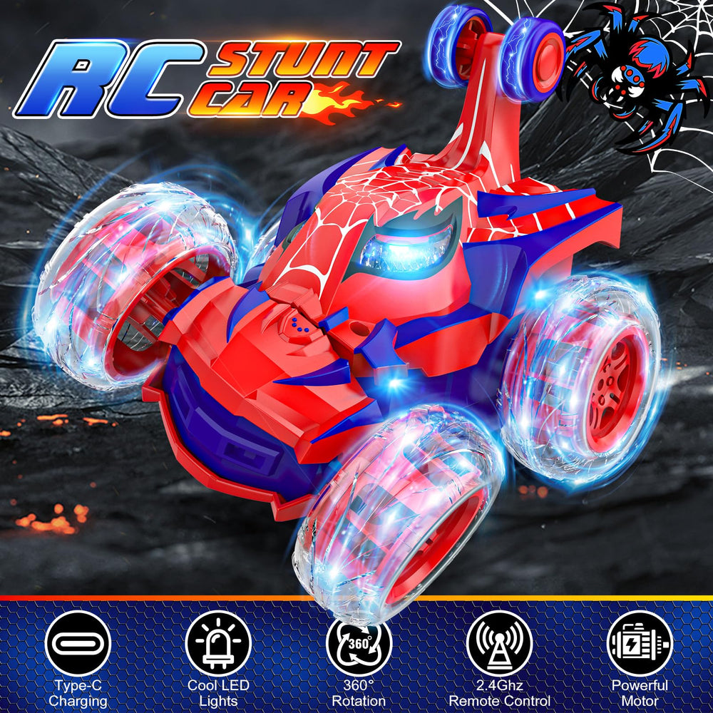 Mafbeanl 360-degree stunt RC car performing spins.