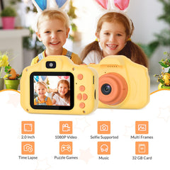 Mafiti Kids Camera orange back view highlights simple, kid-friendly controls.