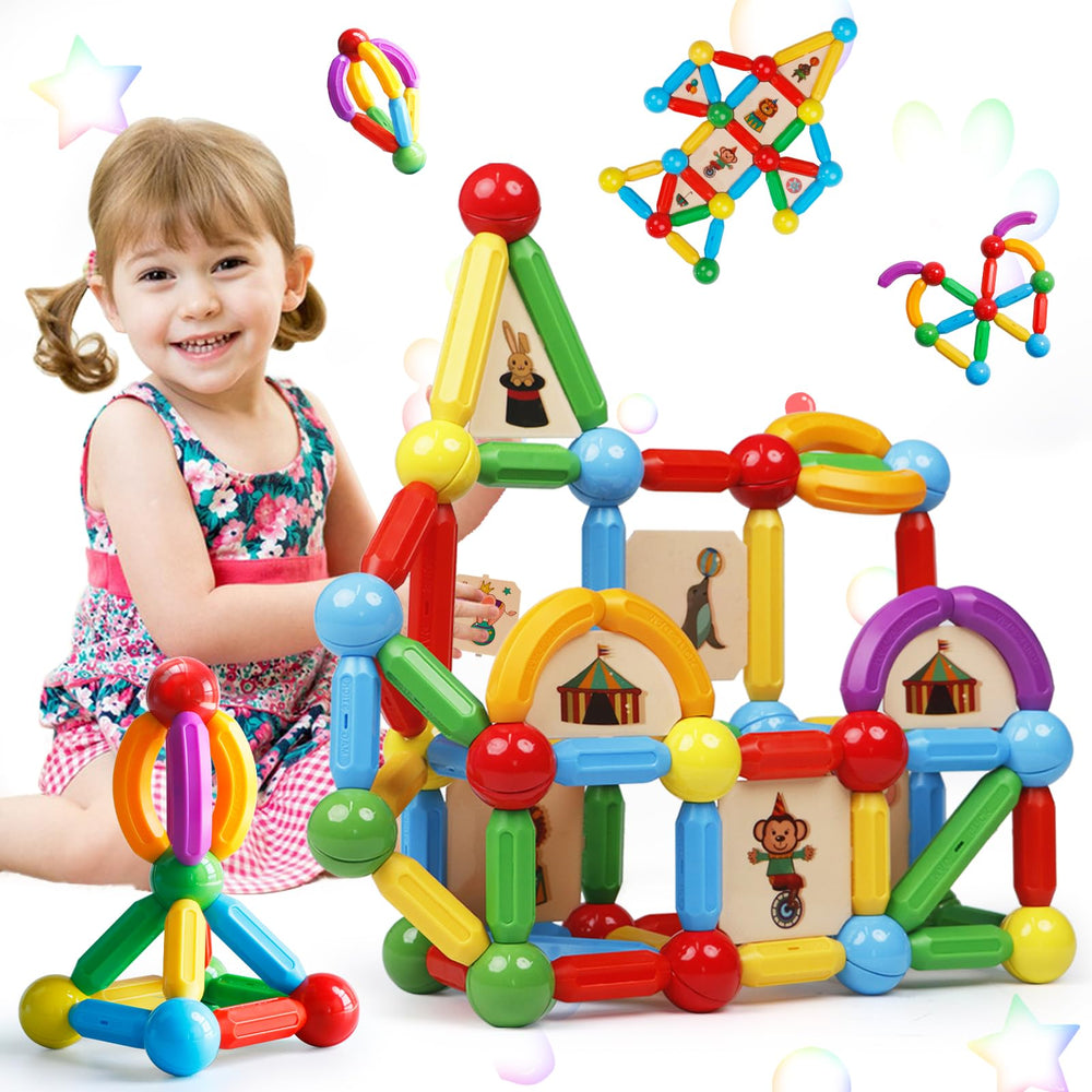 MAGBLOCK 90pcs magnetic sticks set enables creative play and easy assembly.