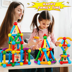 MAGBLOCK family playtime at home with parent-child collaboration