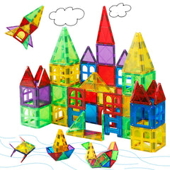 MAGBLOCK magnetic tiles create a colorful house setup for teamwork.