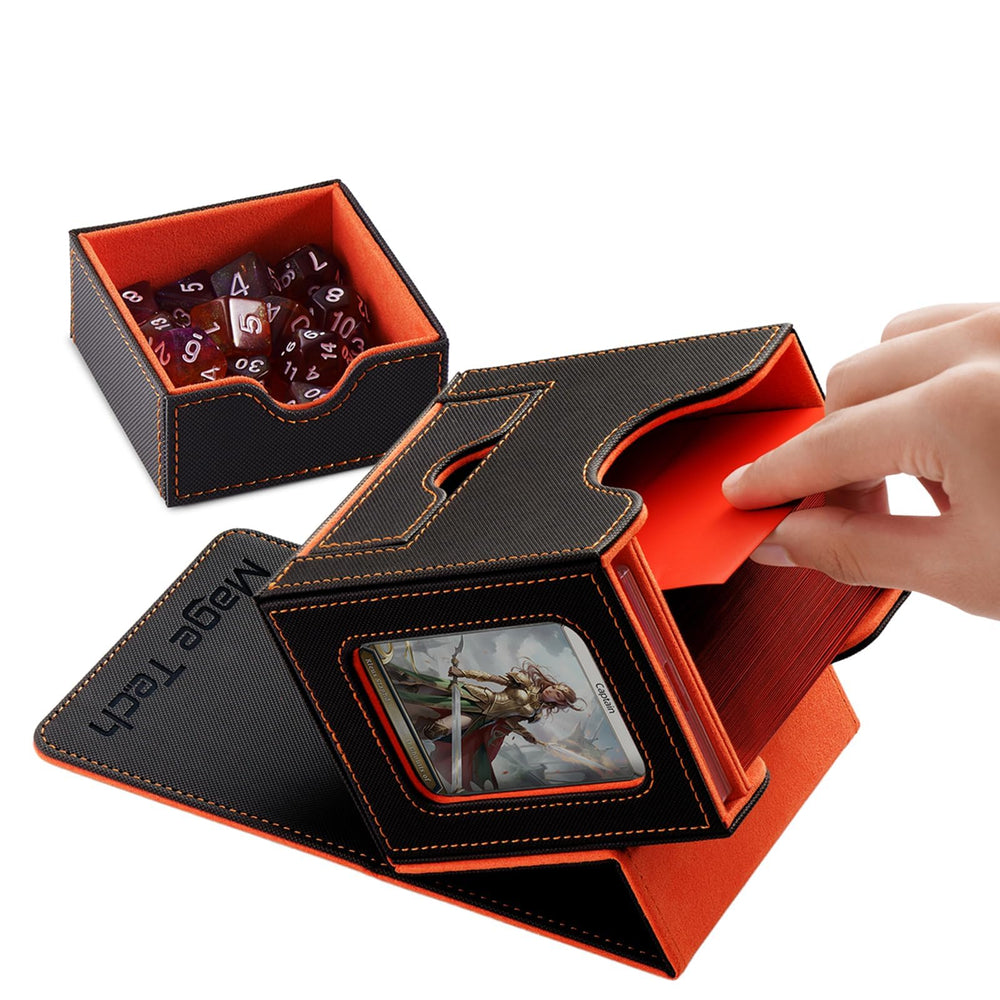 Mage Tech 100-card capacity fits double-sleeved decks for convenient play.