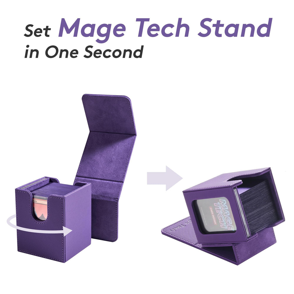 Mage Tech Commander Deck Box Lite angled stand supports comfortable grabbing and card readiness.