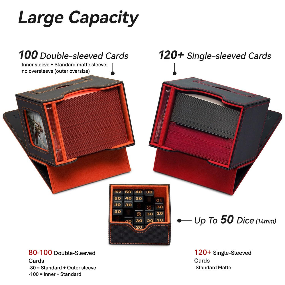 Mage Tech wide-mouth deck holder enabling fast card retrieval.