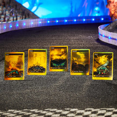 Magic: The Gathering Aetherdrift Finish Line Bundle box topper cards gleam with a premium foil treatment