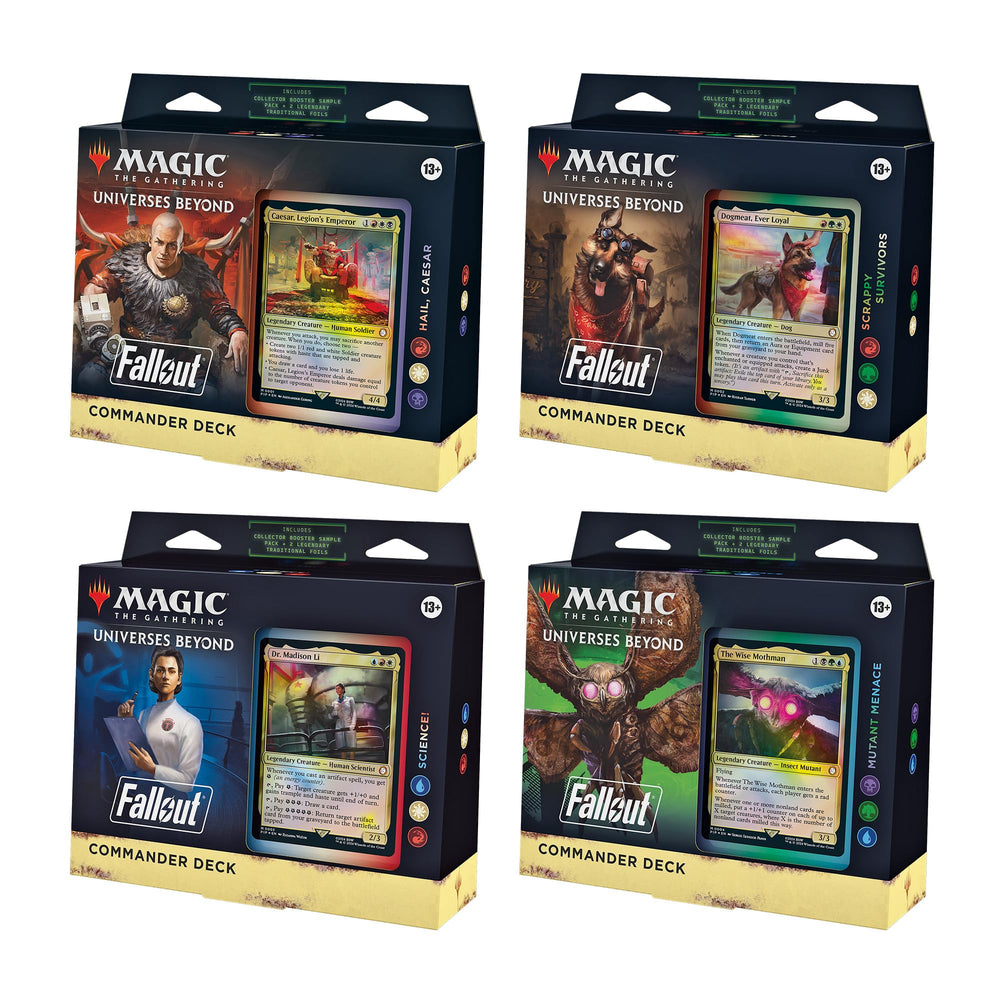 Magic Fallout Commander hail-caesar deck with red-white-black focus and aggressive tempo visuals.