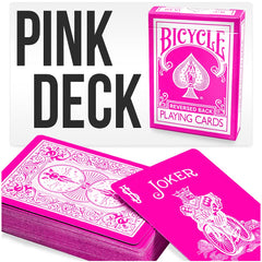 Magic Makers Pink Bicycle Deck front shot shows vibrant pink and Bicycle branding.