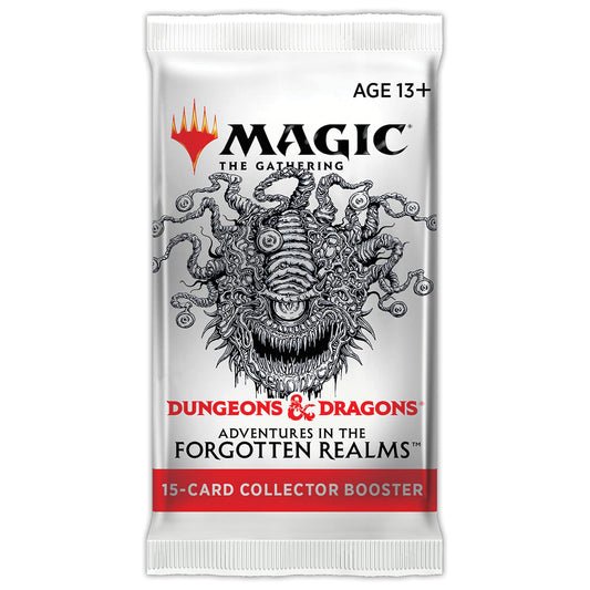 Magic: The Gathering AFR booster pack with premium card art for display.