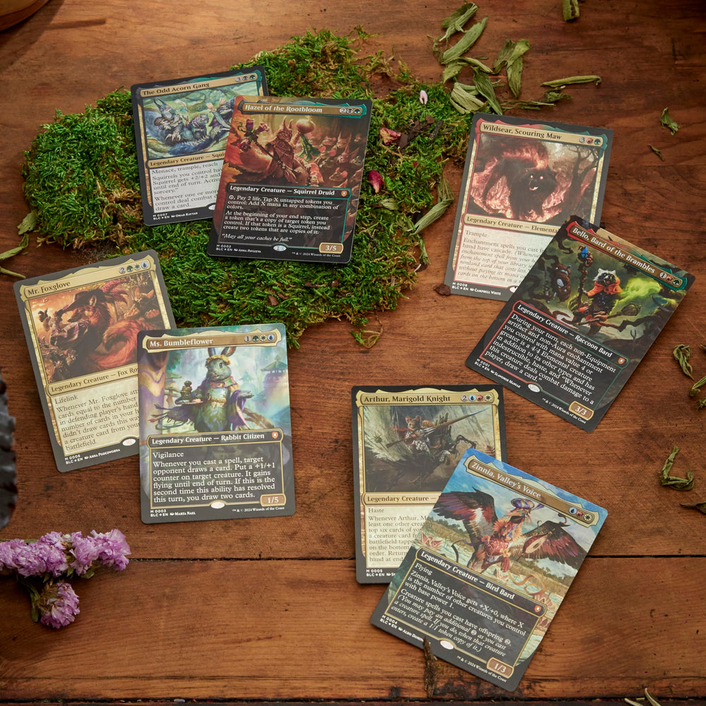 Magic: The Gathering Bloomburrow Squirreled Away deck art showcases token hoarding potential.