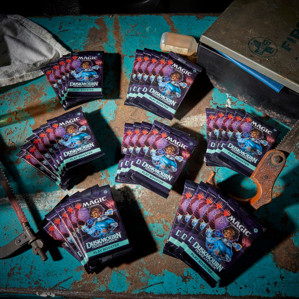 Magic: The Gathering Duskmourn card spread displaying rarity variety
