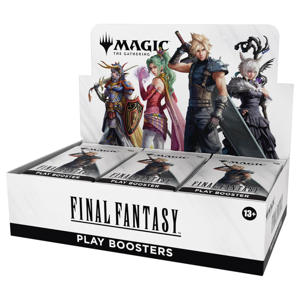 Magic: The Gathering Final Fantasy pack front view shows collectible cards with foil opportunities.